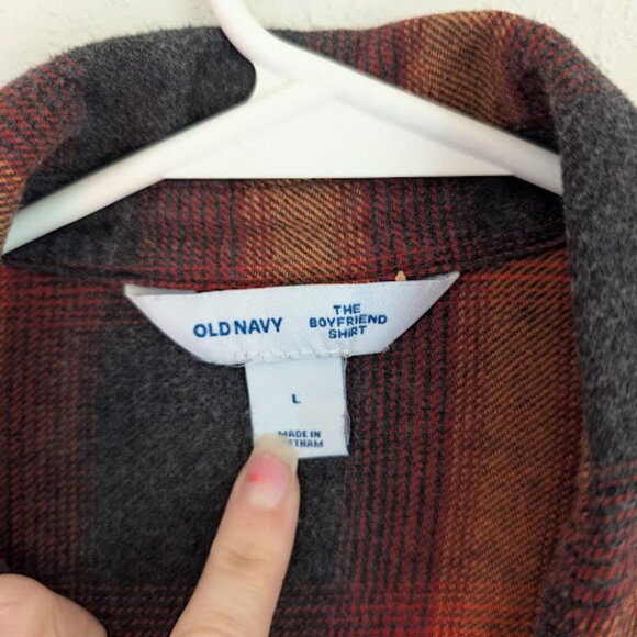 Old Navy Womens Large Boyfriend Shirt Flannel Evermore Taylor Swift‎ Style Plaid - Picture 4 of 4